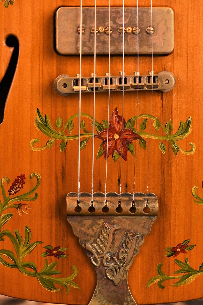 Little Sister Cedar Of Lebanon Non-Cutaway P90s Hand-Painted Flowers - Private Build
